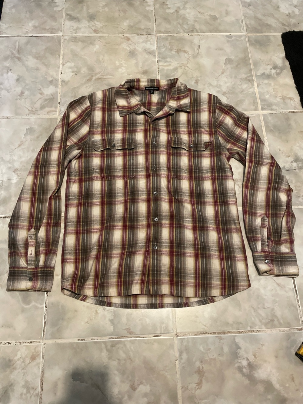 Men’s James Perse Flannel Plaid Button Down Shirt SZ 2